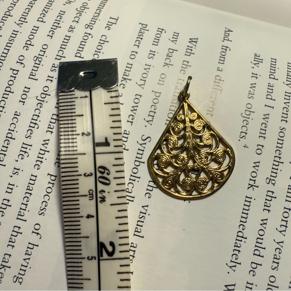 Vintage stamped teardrop pendant